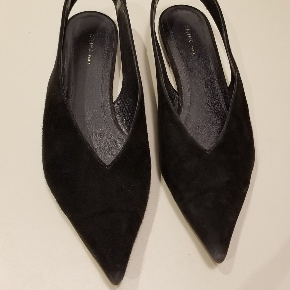 Celine Suede Slingback Flat Mules